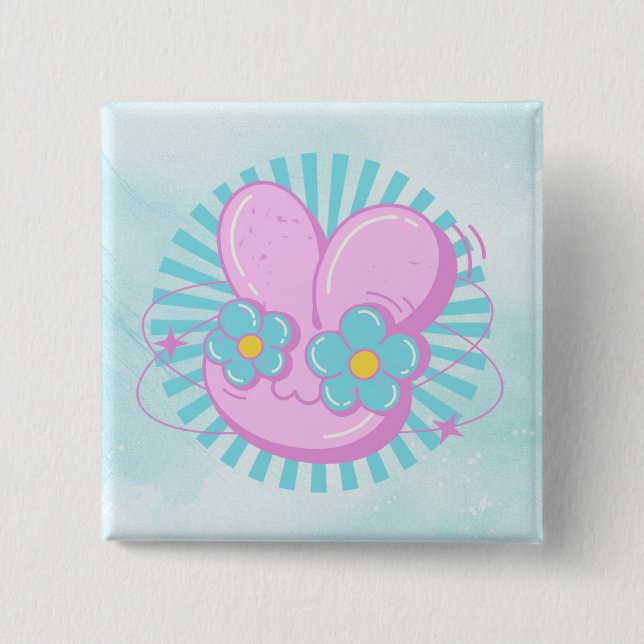 Badge Carré 5 Cm Lapin (Devant)