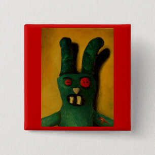 Badge Carré 5 Cm Lapin 1 de zombi de Hoku