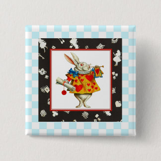Badge Carré 5 Cm Lapin blanc 2