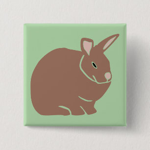 Badge Carré 5 Cm Lapin de Pâques