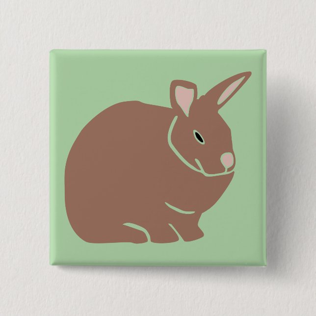 Badge Carré 5 Cm Lapin de Pâques  (Devant)