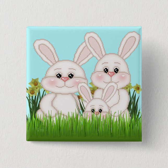 Badge Carré 5 Cm Lapin de Pâques (Devant)