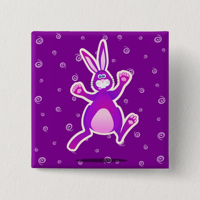 Badge Carré 5 Cm Lapin drôle, bouton (Devant)
