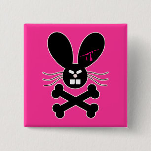 Badge Carré 5 Cm Lapin Émo Maléfique Os de la Croix