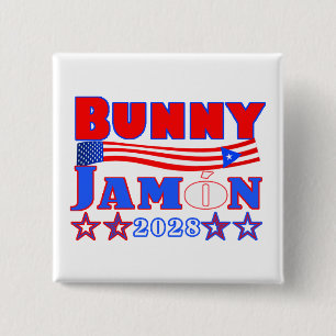 Badge Carré 5 Cm lapin jamon 2028 bouton