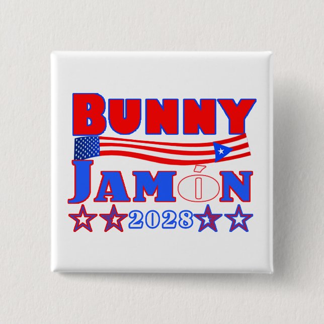 Badge Carré 5 Cm lapin jamon  2028 bouton (Devant)