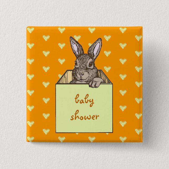 Badge Carré 5 Cm lapin jaune dans la boîte (Devant)