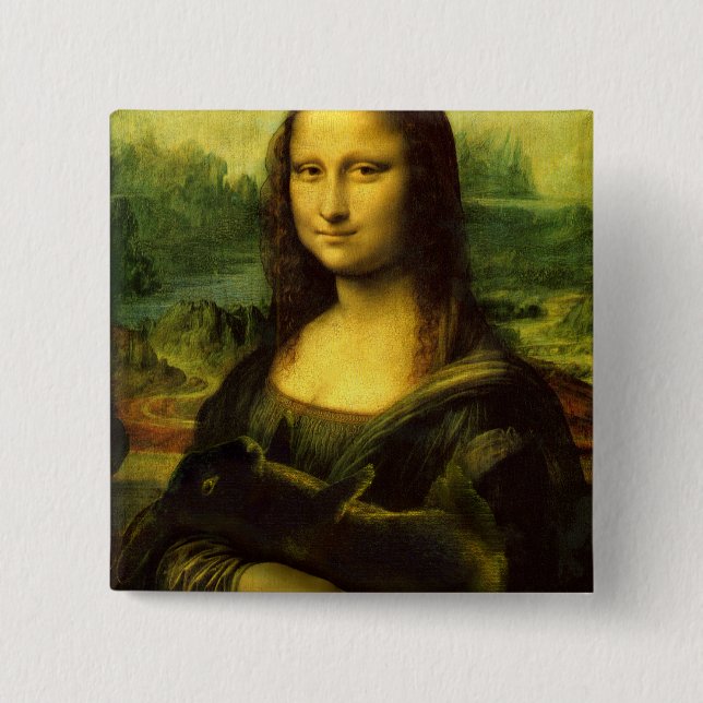 BADGE CARRÉ 5 CM LAPIN LISA (Devant)