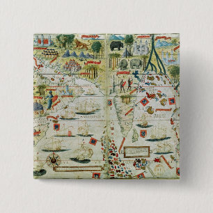 Badge Carré 5 Cm L'Arabie et l'Inde, du "atlas de Miller", c.1519