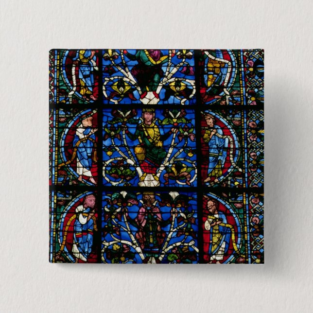 Badge Carré 5 Cm L'arbre de Jesse, fenêtre en ogive dans le facad (Devant)