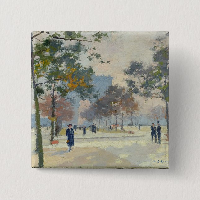 Badge Carré 5 Cm L'Arc de Triomphe en automne, Paris (Devant)