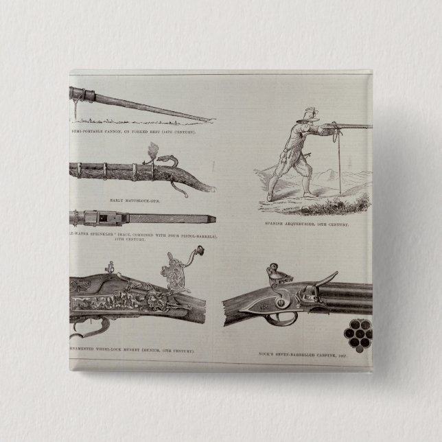 Badge Carré 5 Cm L'arme à feu et son développement (Devant)