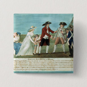 Badge Carré 5 Cm L'arrestation de Louis XVI et sa famille