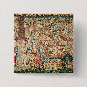 Badge Carré 5 Cm L'arrivée de Vasco da Gama à Calcutta