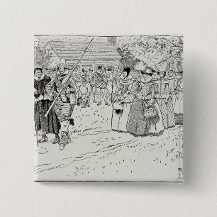 Badge Carré 5 Cm L'arrivée des jeunes femmes chez Jamestown