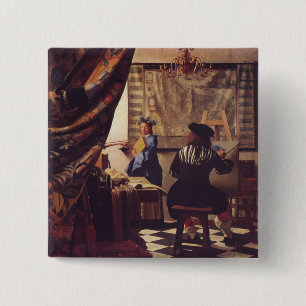 Badge Carré 5 Cm L'Art de la peinture par Johannes Vermeer