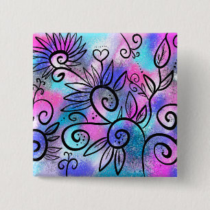 Badge Carré 5 Cm L'art des oiseaux amusant