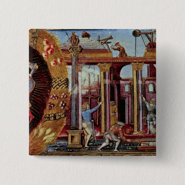 Badge Carré 5 Cm L'art du bâtiment (Devant)