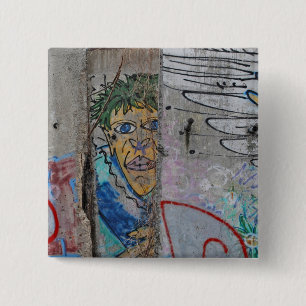 Badge Carré 5 Cm L'art du graffiti du mur de Berlin