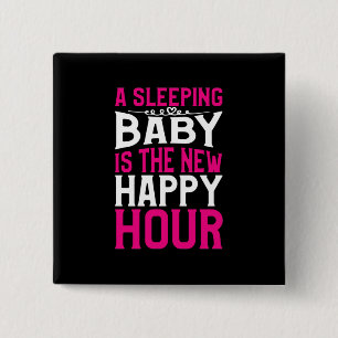 Badge Carré 5 Cm L'art maternel Bébé endormi est le nouveau Happy H