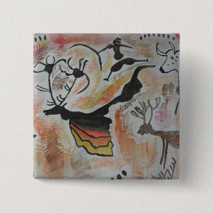 Badge Carré 5 Cm L'art rupestre Abstrait