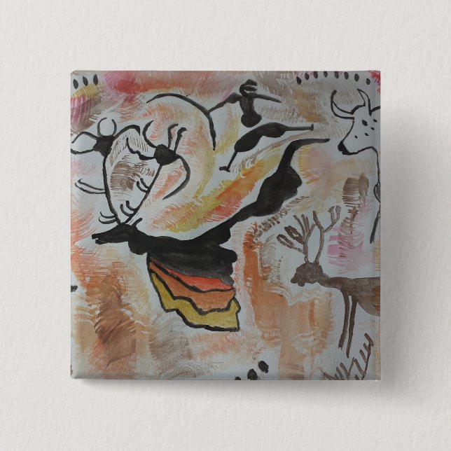 Badge Carré 5 Cm L'art rupestre Abstrait (Devant)
