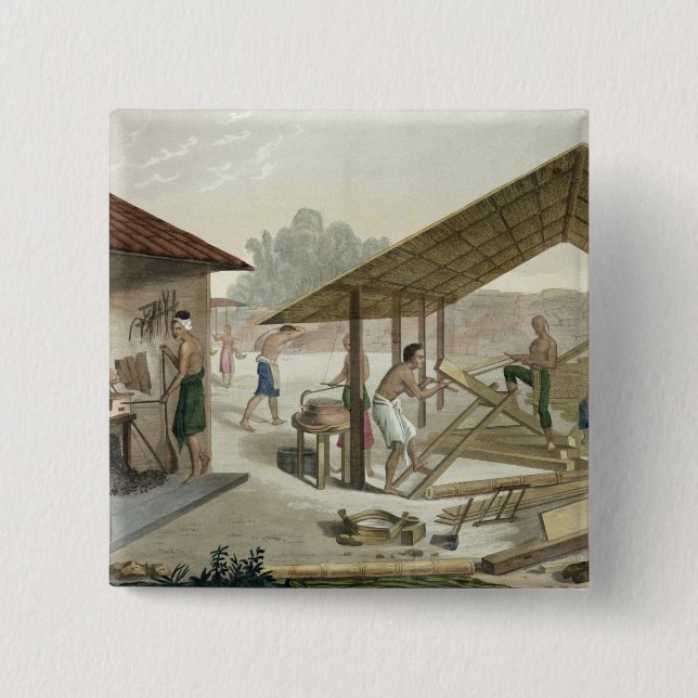 Badge Carré 5 Cm L'atelier de menuiserie dans Kupang, Timor, (Devant)