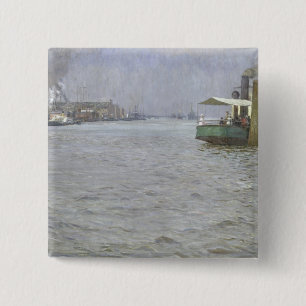 Badge Carré 5 Cm L'atmosphère de dimanche sur l'Elbe