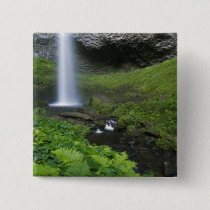 Badge Carré 5 Cm Latourell Falls, gorge du Columbia, Oregon,