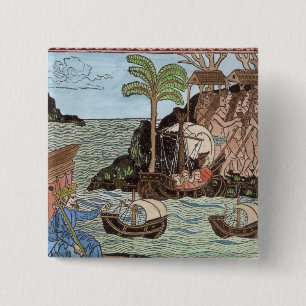 Badge Carré 5 Cm L'atterrissage de Columbus