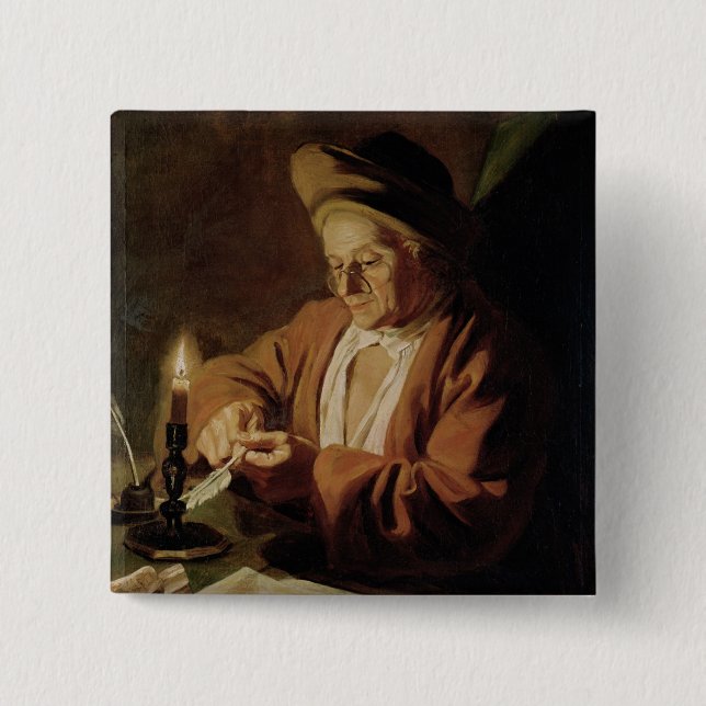 Badge Carré 5 Cm L'auteur plus âgé (Devant)