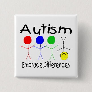 Badge Carré 5 Cm L'autisme Embrasse Les Différences (Personnes)
