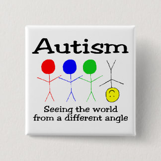 Badge Carré 5 Cm L'Autisme Voit Le Monde D'Un Angle Différent