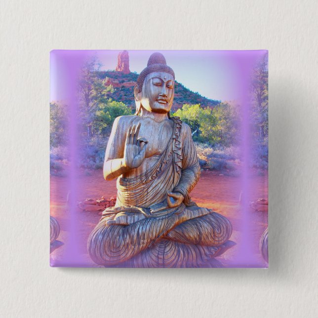 Badge Carré 5 Cm lavande aura buddha (Devant)