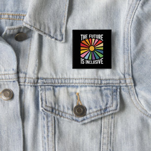 Badge Carré 5 Cm L'avenir est arc-en-ciel de fierté de la diversité