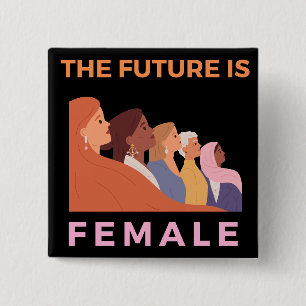 Badge Carré 5 Cm L'Avenir Est Féminin
