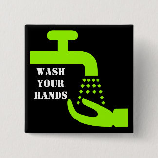 Badge Carré 5 Cm Lavez votre bouton de mains