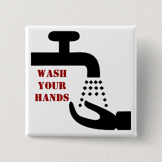 Badge Carré 5 Cm Lavez votre bouton de mains