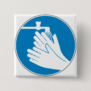 Badge Carré 5 Cm Lavez-vous les mains (santé et sécurité) (hygiène)
