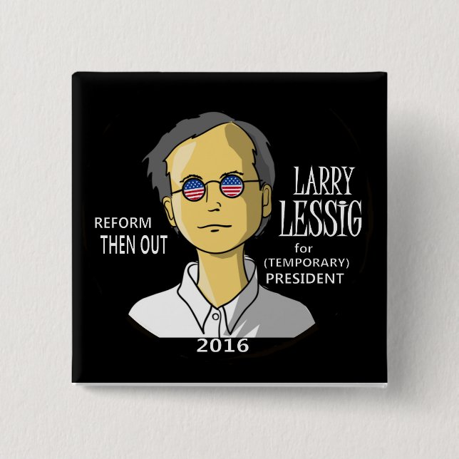 Badge Carré 5 Cm Lawrence Lessig en 2016 (Devant)