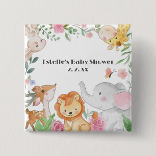Badge Carré 5 Cm Le Baby shower des animaux des bois