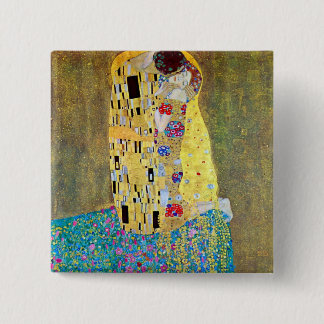 Badge Carré 5 Cm Le Baiser de Gustav Klimt, Art Nouveau Vintage