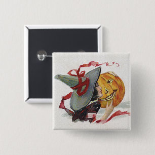 Badge Carré 5 Cm Le baiser de la sorcière : Jack-o'-lantern à Hallo