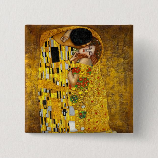 Badge Carré 5 Cm Le baiser par Gustav Klimt (Devant)