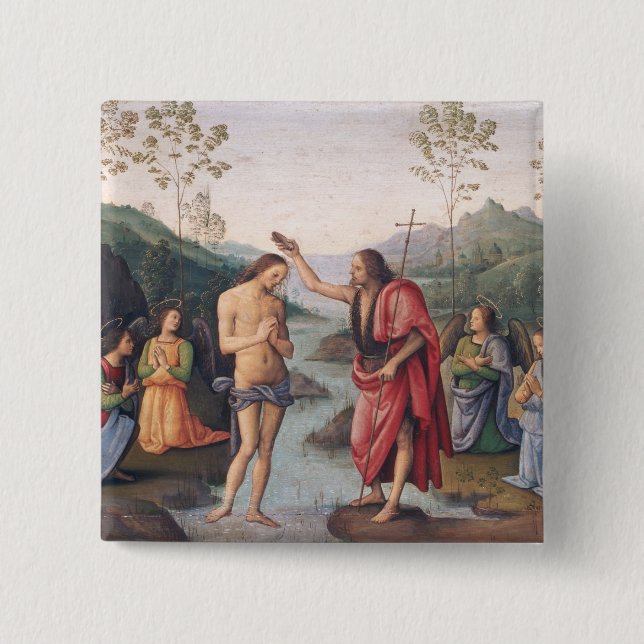 Badge Carré 5 Cm Le baptême du Christ (Devant)