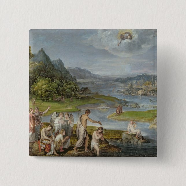 Badge Carré 5 Cm Le baptême du Christ 2 (Devant)