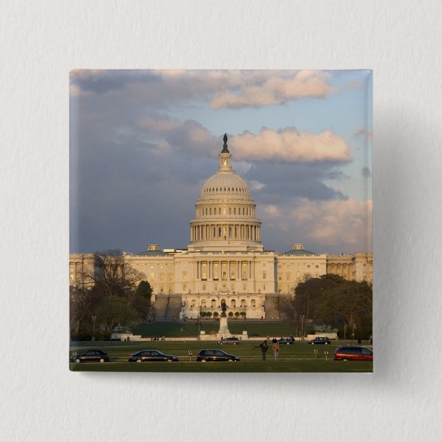 Badge Carré 5 Cm Le bâtiment du Capitole des États-Unis à (Devant)