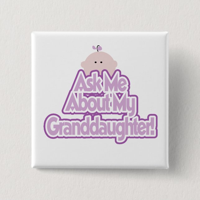 Badge Carré 5 Cm Le bébé posent des questions sur mes T-shirts de (Devant)