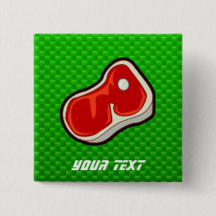 Badge Carré 5 Cm Le bifteck du boucher ; Vert