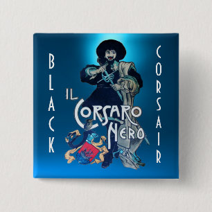 Badge Carré 5 Cm LE BLACK CORSAIR Gem blue